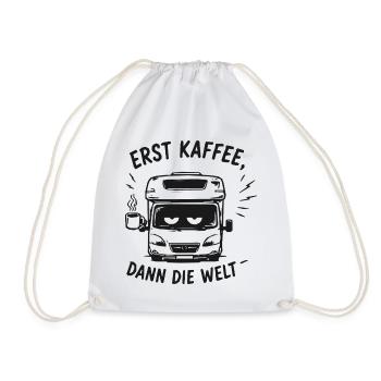 Erst Kaffee Dann Die Welt Bus - Turnbeutel - Weiß - Vorne