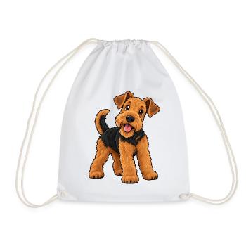 Airedale Terrier Kawaii Style – Süßer Terrier - Turnbeutel - Weiß - Vorne