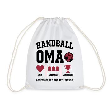 Fan Oma Handball – Stammplatz auf der Tribüne - Turnbeutel - Weiß - Vorne