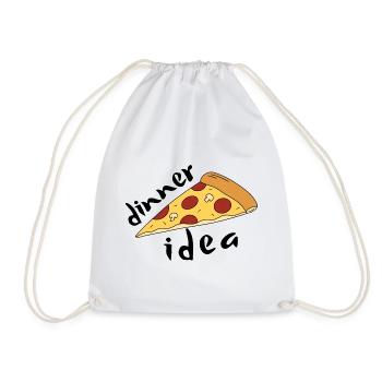 Cartoon-Peperoni-Pizza – Abendessen-Idee - Turnbeutel - Weiß - Vorne