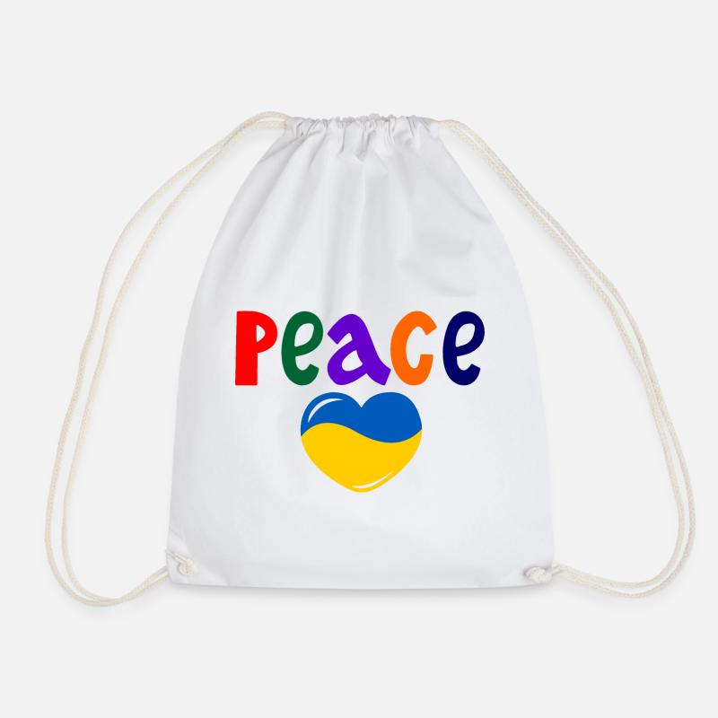 Heart peace for Ukraine colored Peace - Drawstring Bag - white