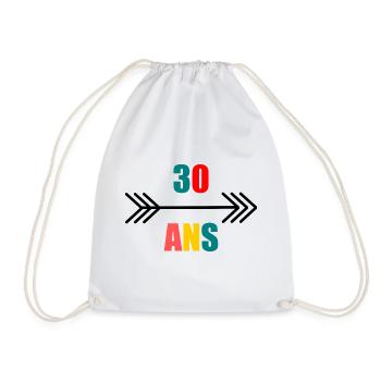 30 ANS. 30e ANNIVERSAIRE. ANNIVERSAIRE 30 ANS. 30 - Sac de sport léger - blanc - Devant