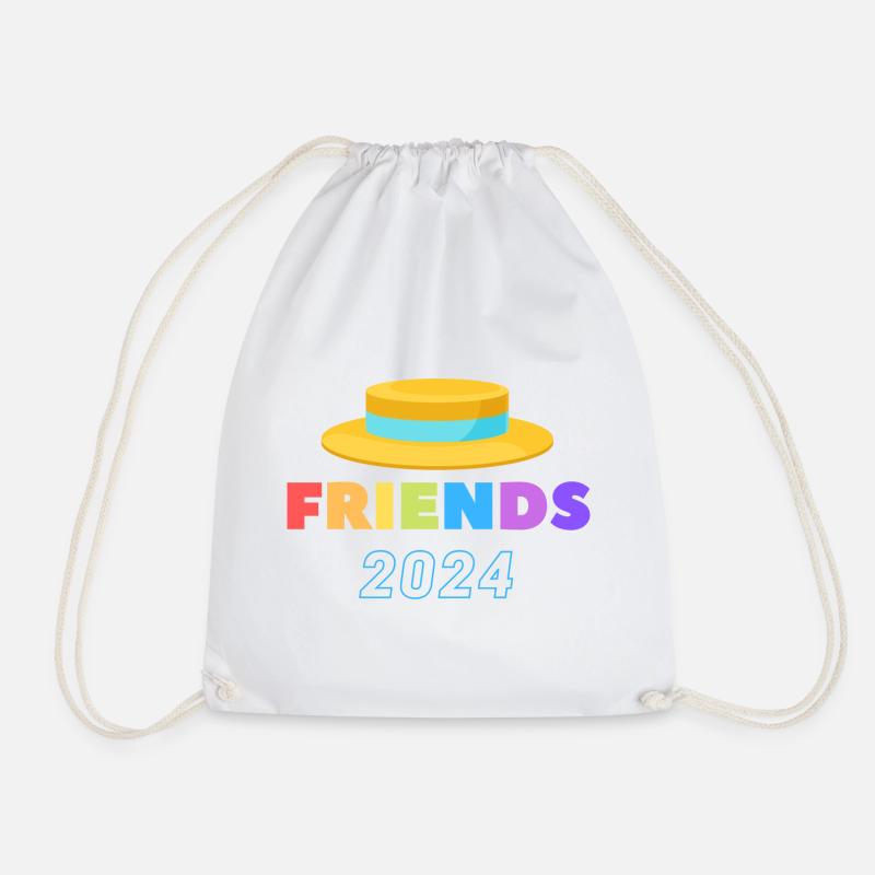 Straw Hat Festival - Drawstring Bag - white