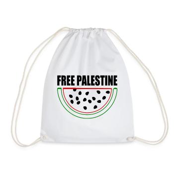 Free palestine Watermelon melon - Drawstring Bag - white - Front