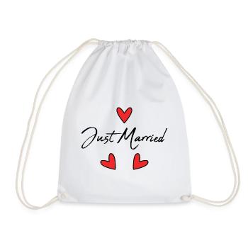 GERADE VERHEIRATET. Junggesellinnenabschied. VALENTINSTAG. PAAR - Turnbeutel - Weiß - Vorne