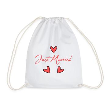 GERADE VERHEIRATET. Junggesellinnenabschied. VALENTINSTAG. PAAR - Turnbeutel - Weiß - Vorne