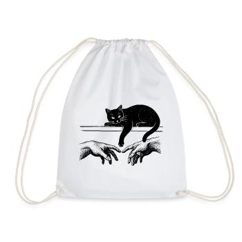 Creation of Adam with a disturbing cat - Drawstring Bag - white - Front