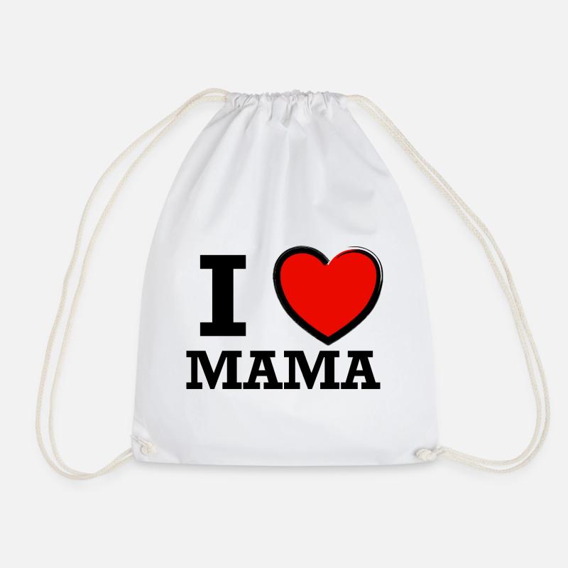 I love mom - Drawstring Bag - white