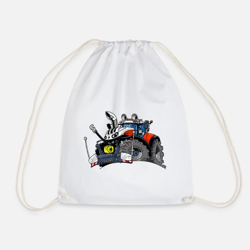 1475_RED-WHITE-TRACTOR-AUSTRIA - Drawstring Bag - white