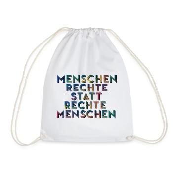 Menschenrechte Statt Rechte Menschen T-Shirt  - Turnbeutel - Weiß - Vorne