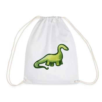 Salbeigrüner Aquarell-Dino - Turnbeutel - Weiß - Vorne