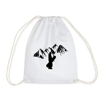 Mountain snowboarder - Drawstring Bag - white - Front