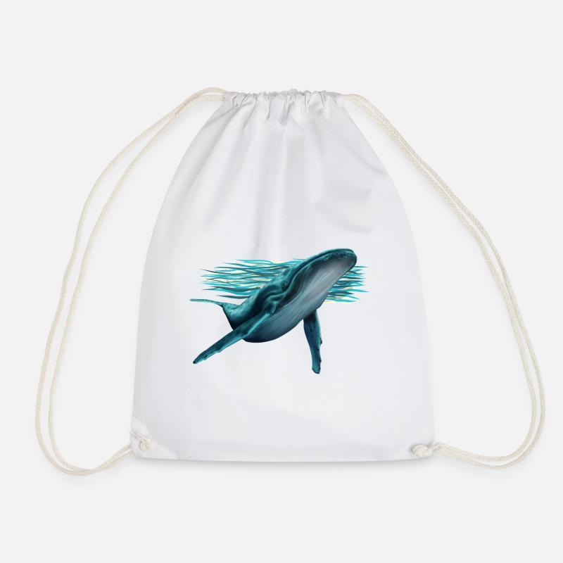 Whale - Drawstring Bag - white