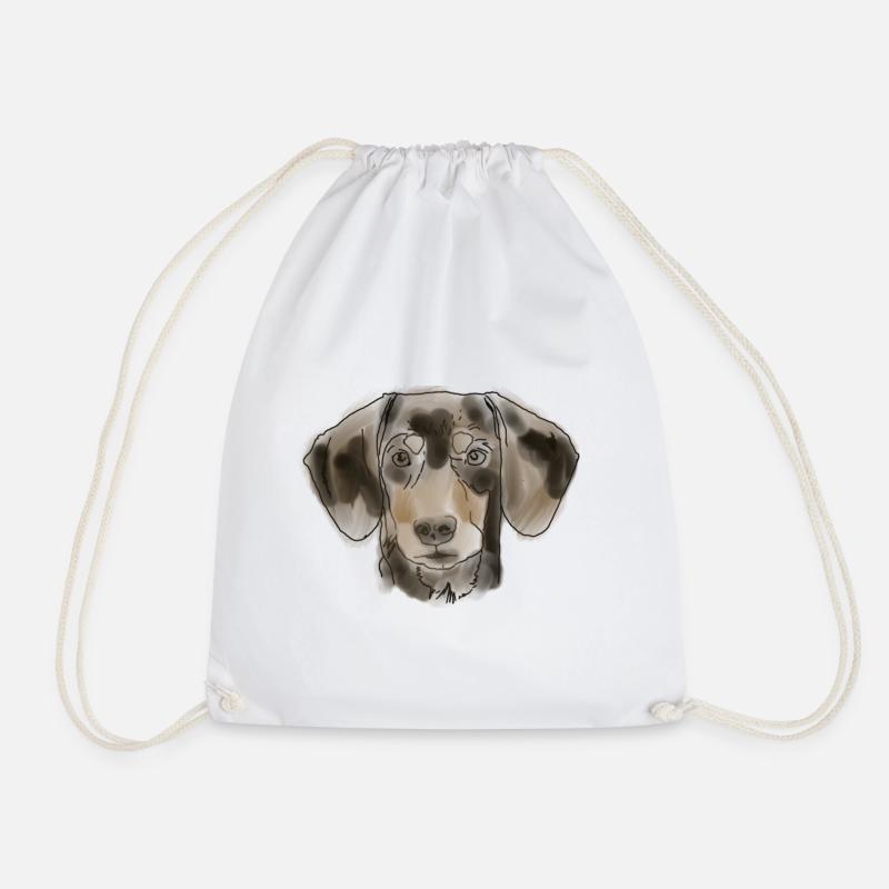 Dachshund - Drawstring Bag - white
