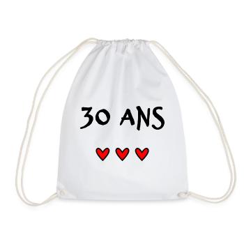 30 ANS. 30e ANNIVERSAIRE. ANNIVERSAIRE 30 ANS. 30 - Sac de sport léger - blanc - Devant