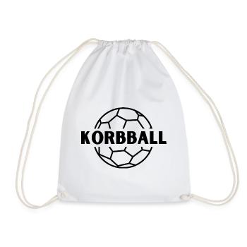 Korbball Schriftzugmit Ball im Hintergrund - Turnbeutel - Weiß - Vorne