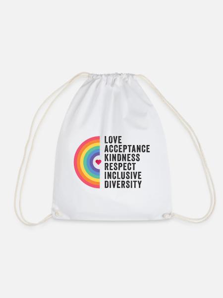 LGBT Pride Month - Liebe. Akzeptanz. Freundlichkeit. - Turnbeutel - Weiß