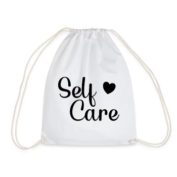 self care self-love self-care unique - Drawstring Bag - white - Front