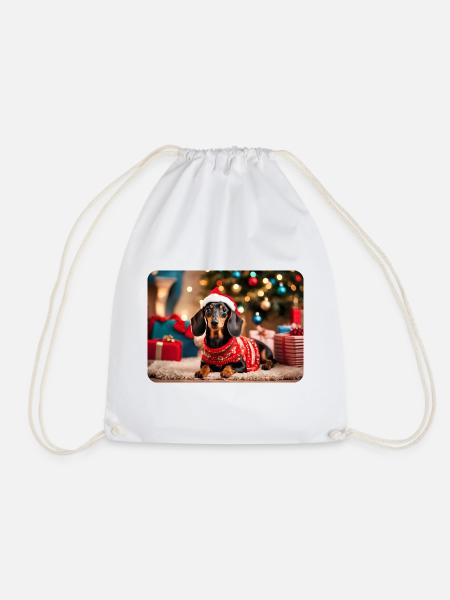 Süsser Weihnachts-Dackel - Turnbeutel - Weiß