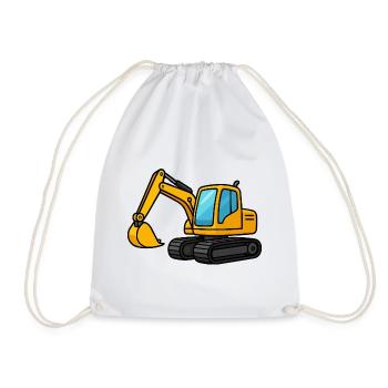 Miniature excavator illustration - Drawstring Bag - white - Front