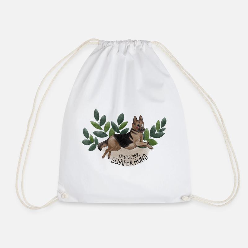 German Shepherd Botanika - Drawstring Bag - white