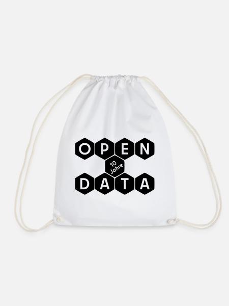 Open Data 10 Jahre Jubiläum (dunkel) - Turnbeutel - Weiß