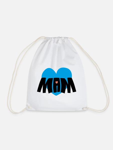 Mom heart - Drawstring Bag - white