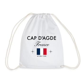 Cap d'Agde Frankreich Koordinaten Reise Souvenir - Turnbeutel - Weiß - Vorne