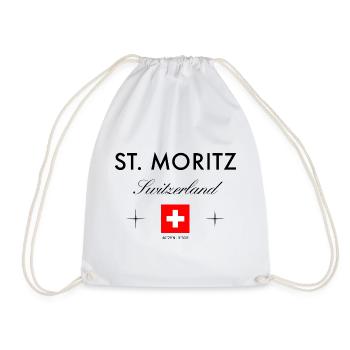 St. Moritz Schweiz Koordinaten Reise Souvenir - Turnbeutel - Weiß - Vorne