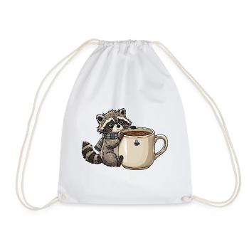 Tired Raccoon Coffee Design - Turnbeutel - Weiß - Vorne