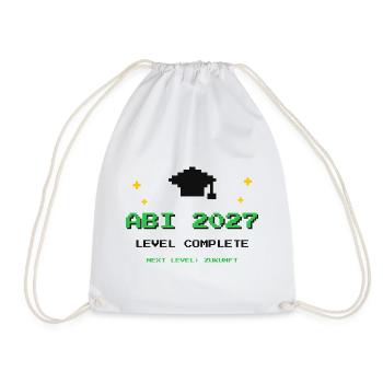 Abi 2027 – Level Complete Abitur Gamer Shirt - Turnbeutel - Weiß - Vorne