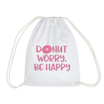 Donut worry - Drawstring Bag - white - Front