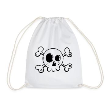 Comic Totenschädel - Schädel - Pirat - Skull - Turnbeutel - Weiß - Vorne