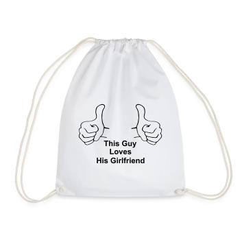 This Guy Loves His Girlfriend - Drawstring Bag - white - Front