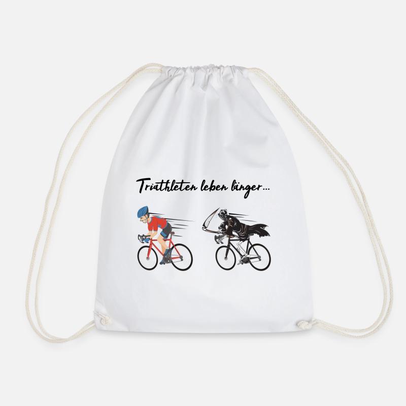 Triathlon triathletes live longer! - Drawstring Bag - white