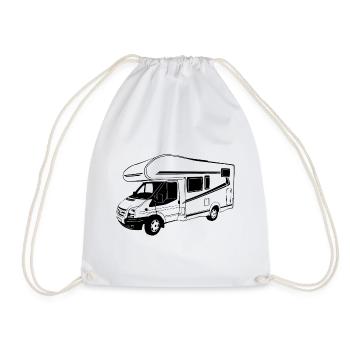 Wohnmobil - Caravan - Camping - Camper - Turnbeutel - Weiß - Vorne