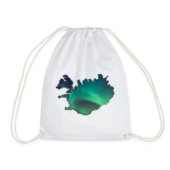 Islande Islande Aurores boréales Conception topographique - Sac de sport léger - blanc - Devant