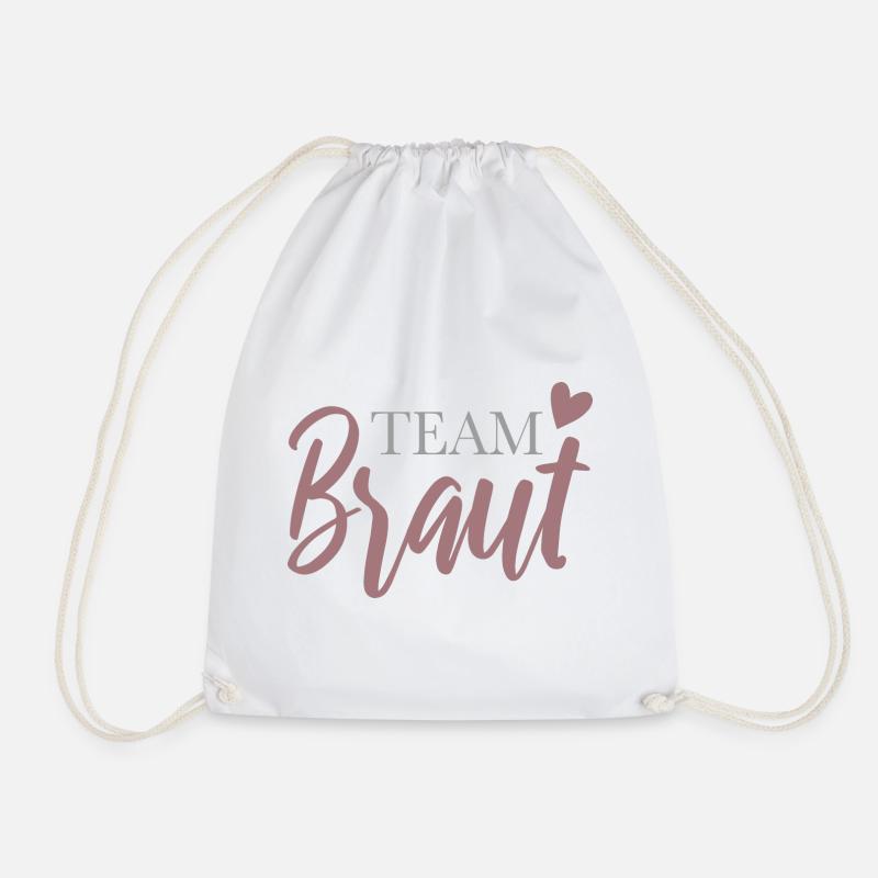 Team Bride with Heart - Drawstring Bag - white