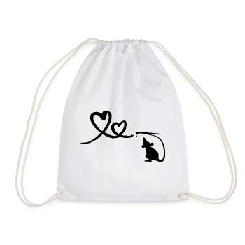 Rat with Brush Hearts Street Art - Drawstring Bag - white - Front