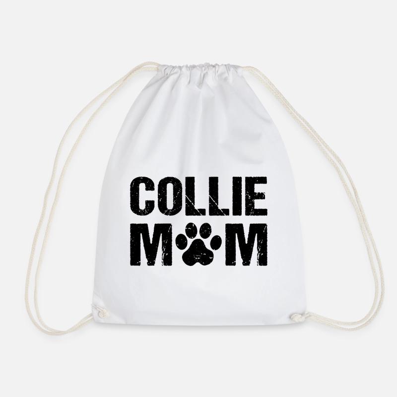 Collie Mom Border Collie Dogs - Drawstring Bag - white