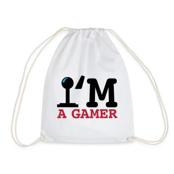 A Gamer Bold Typography - Drawstring Bag - white - Front