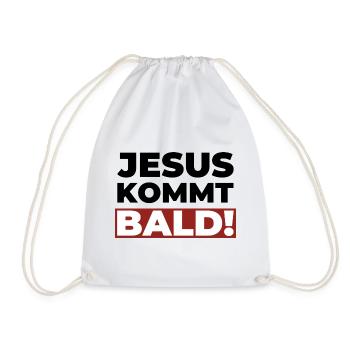 Jesus Christus kommt bald - Christliches Shirt - Turnbeutel - Weiß - Vorne
