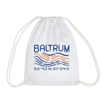 Baltrum GPS Koordinaten Nordsee Insel Meer - Turnbeutel - Weiß - Vorne