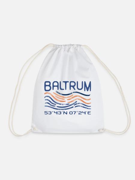 Baltrum GPS Koordinaten Nordsee Insel Meer - Turnbeutel - Weiß