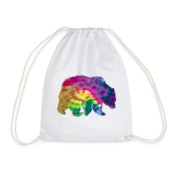 Bär Silhouette Tie Dye Batik Muster - Turnbeutel - Weiß - Vorne