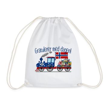 Gratulerer med dagen Norwegen Geschenke Eisenbahn - Turnbeutel - Weiß - Vorne