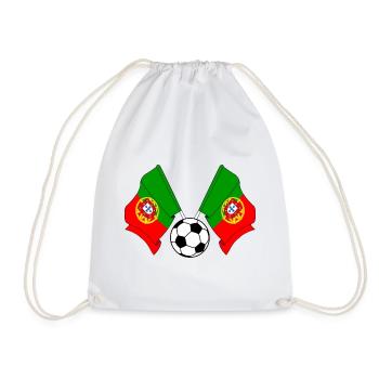 Deux drapeaux portugais avec un ballon de football - Sac de sport léger - blanc - Devant