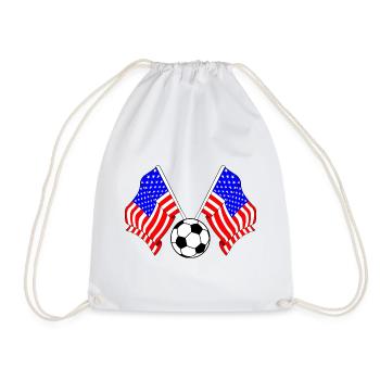 Deux drapeaux américains avec un ballon de football des États-Unis - Sac de sport léger - blanc - Devant