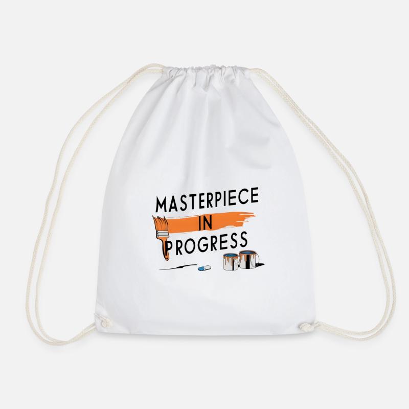 Masterpiece in Progress - Drawstring Bag - white