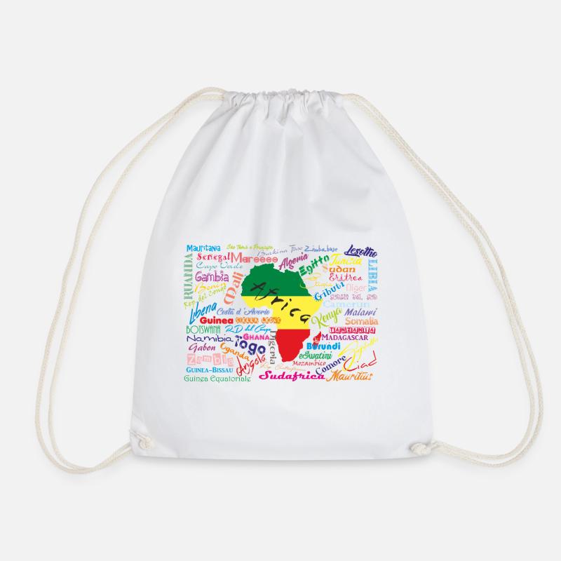 African Continent Colors - Drawstring Bag - white